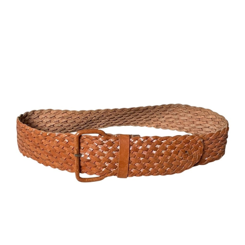 Hand Crafted Boho Leather Woven Braided Belt Tan M - Picture 2 of 8